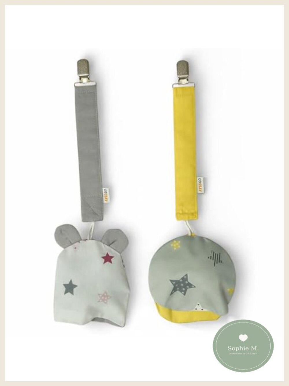 2-Pack Cotton Pacifier Clip Holder Case Handmade Baby Shower Gift